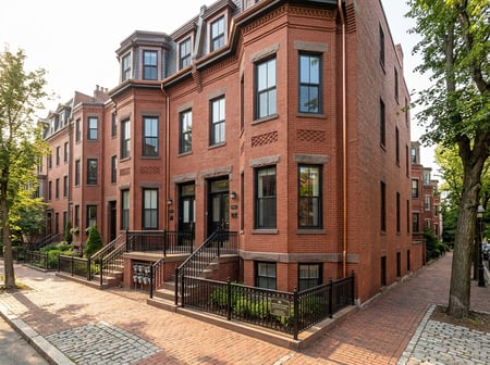 Historic Boston brownstone condominium on the corner [AI-generated Image]