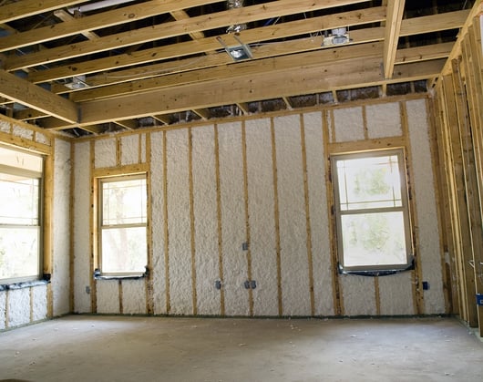Insulated wall of a new house under construction