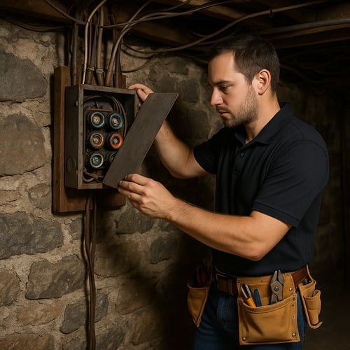 home inspector fuses electrical panel